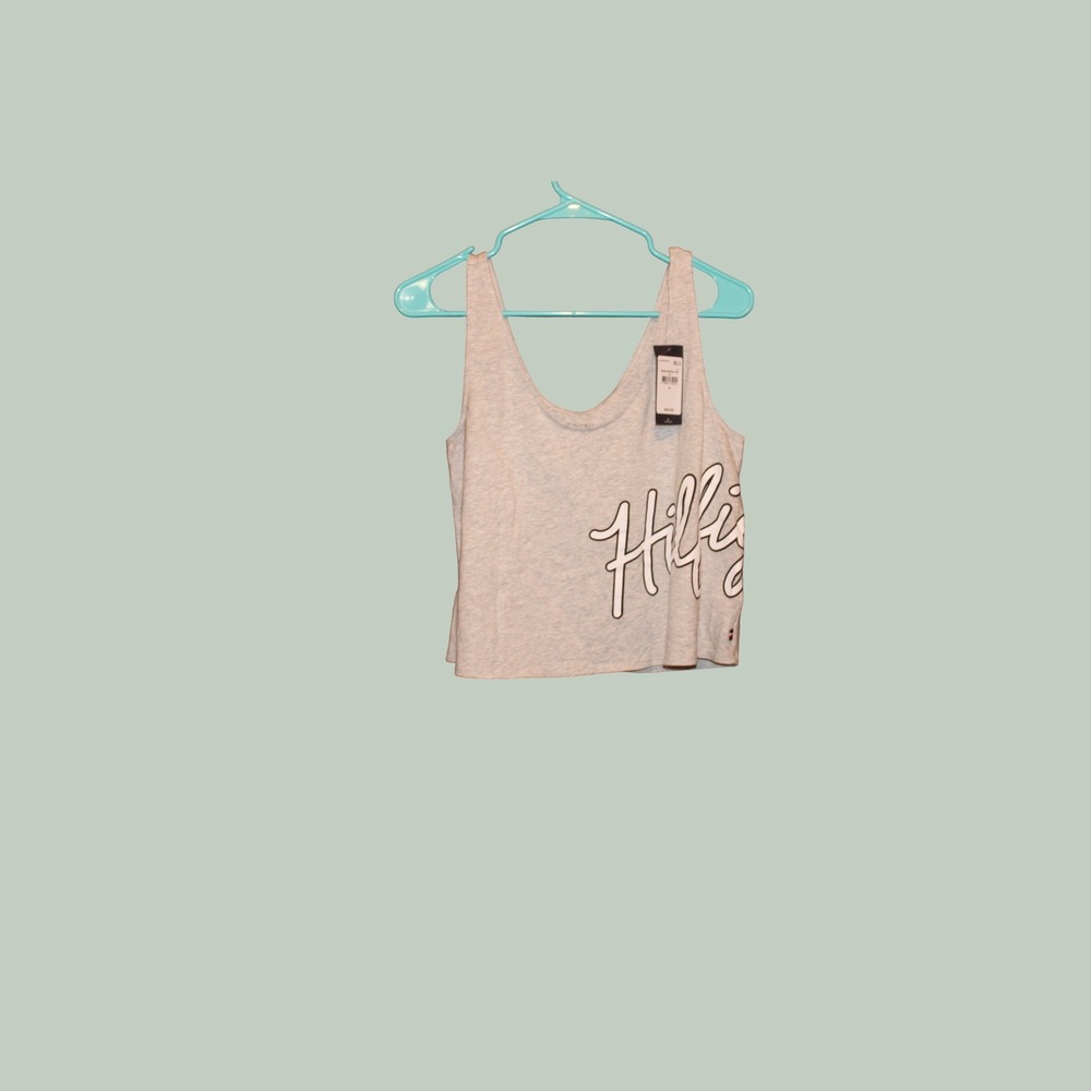 Tommy Hilfiger Womens Heather Gray Script Logo Crop Tank Top RM876A0581 M